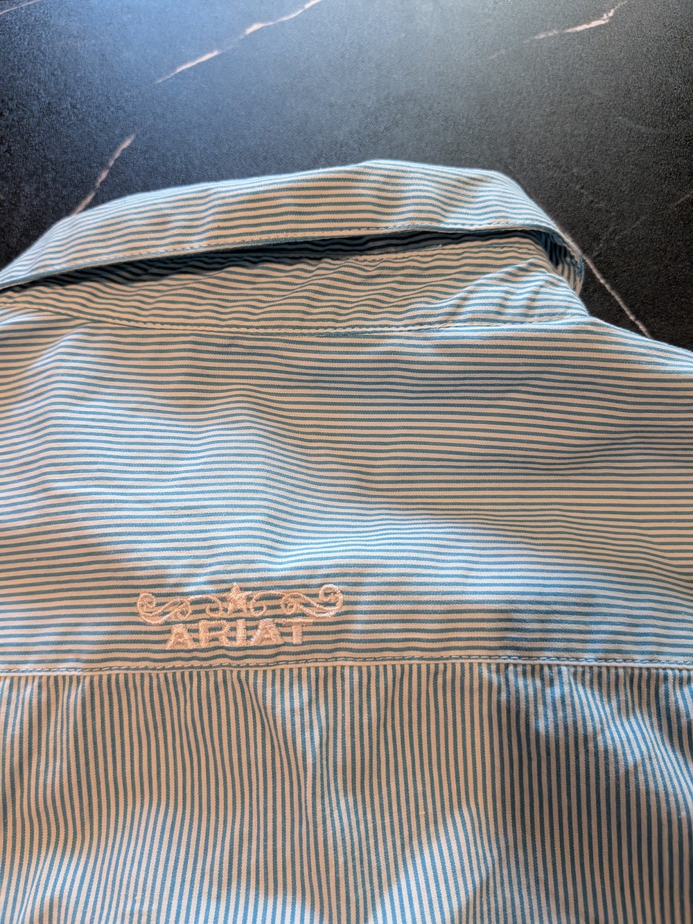 Ariat Light Blue and White Striped Casual Button-Down Shirt - Picture 8 of 9